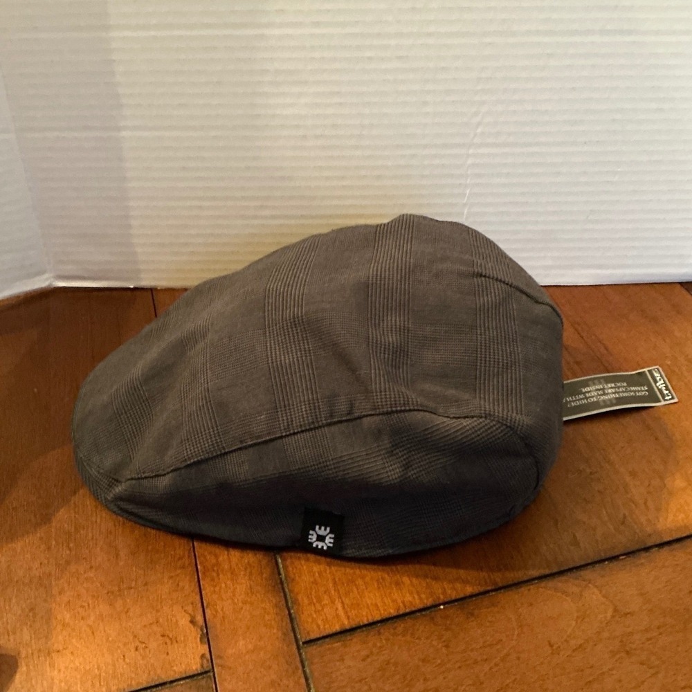 NEW Tribe Stash Newsboy Cap S/M Black Plaid Hat w/ Hidden Pocket Grandpacore